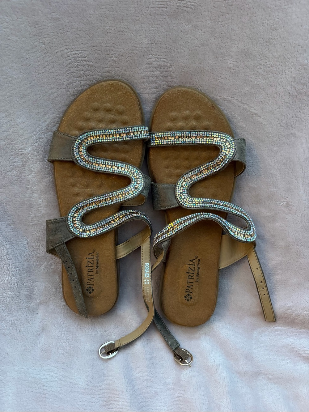 Patrizia Roria Bronze Crystal Beaded Strap Sandals